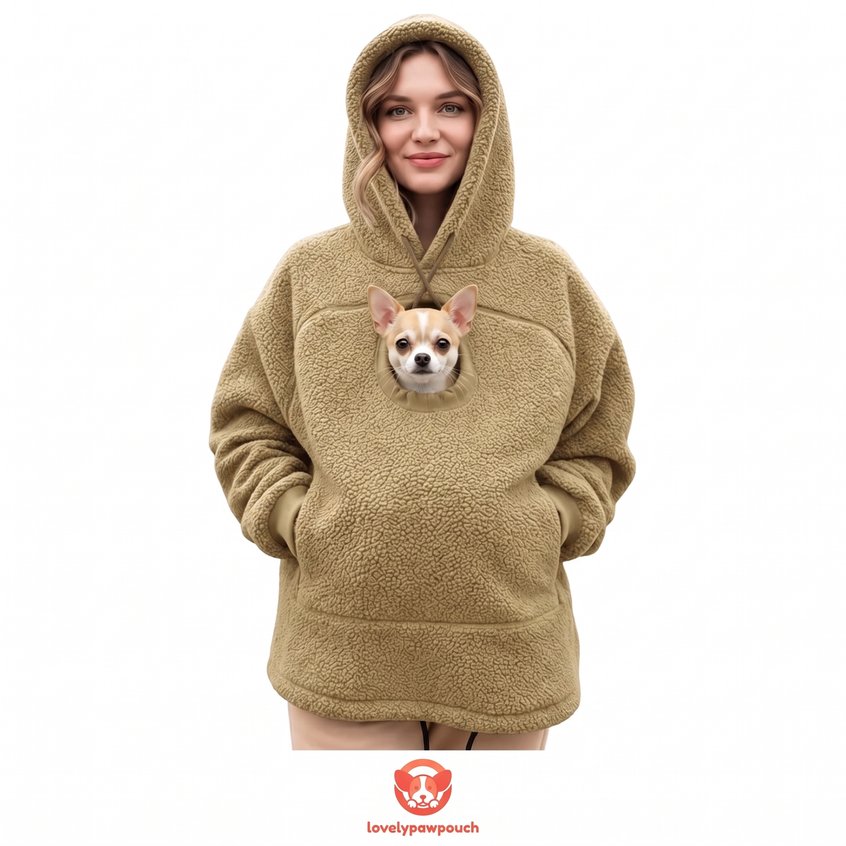 CuddleCarry Pet Pouch Hoodie in Beige