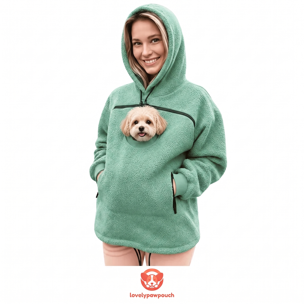 CuddleCarry Pet Pouch Hoodie in Sage